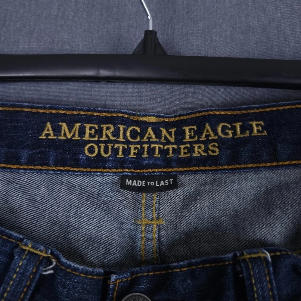 American Eagle Relaxed Straight Jeans Mens 34x32 (Fits 34x31) Dark Wash Denim